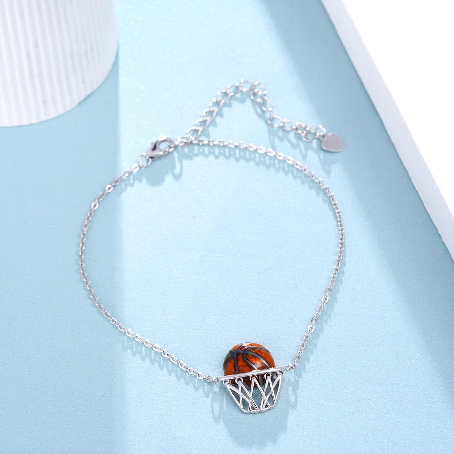Basketball Gifts Sterling Silver Basketball Bracelet Sports Jewelry Gifts for Women