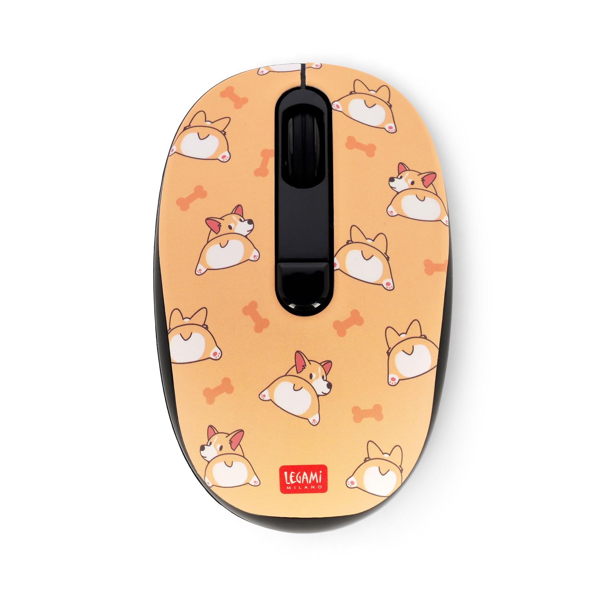 Legami - Mouse Wireless con Ricevitore USB Ultra Compatto, Tema Corgi, 3 Opzioni di Velocità, Materiale ABS, Connessione Wireless fino a 10 m