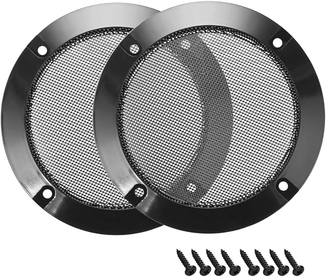 sourcing map 2pcs 5" Speaker Grill Mesh Decorative Circle Woofer Guard Protector Cover Audio Accessories Black