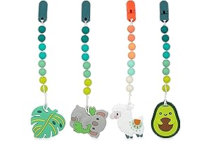 Nuby All Silicone Teether with Teether Clips for Babies - 3+ Months
