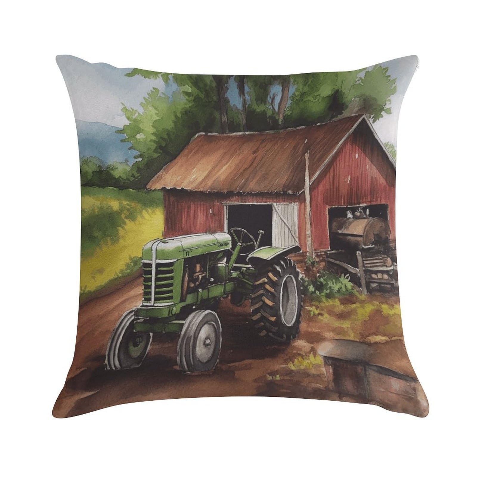 VstaDank Tractor on The Farm Throw Pillow Cover Square Lumbar Throw Pillow Case Soft Decorative Cushion Cases Short Plush Pillowcase with Zipper Luxury Cozy Pillows Shams for All Seasons