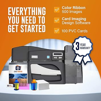 Card Imaging Fargo DTC4500e Dual Side Card Printer & Supplies kit #55100