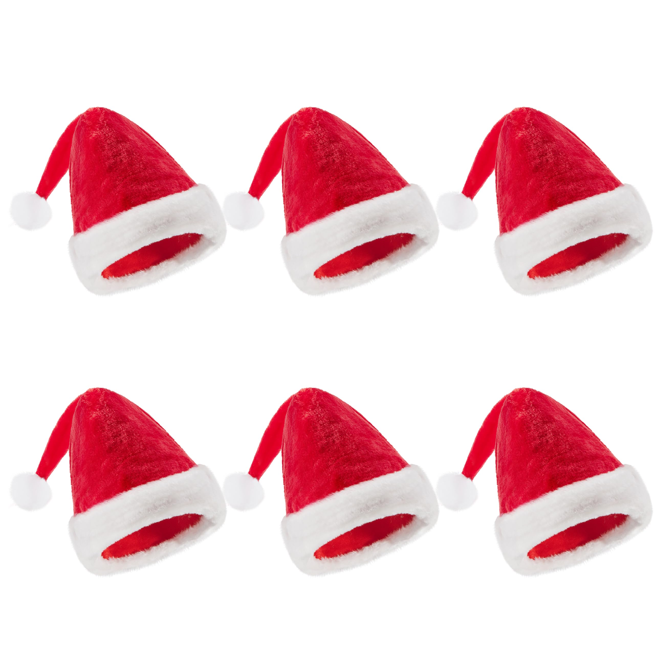 JOYIN Lot de 12 bonnets de Noël de qualité supérieure de 30 x 50 cm, en velours rouge avec manchettes blanches pour cadeaux de Noël et accessoires de fête