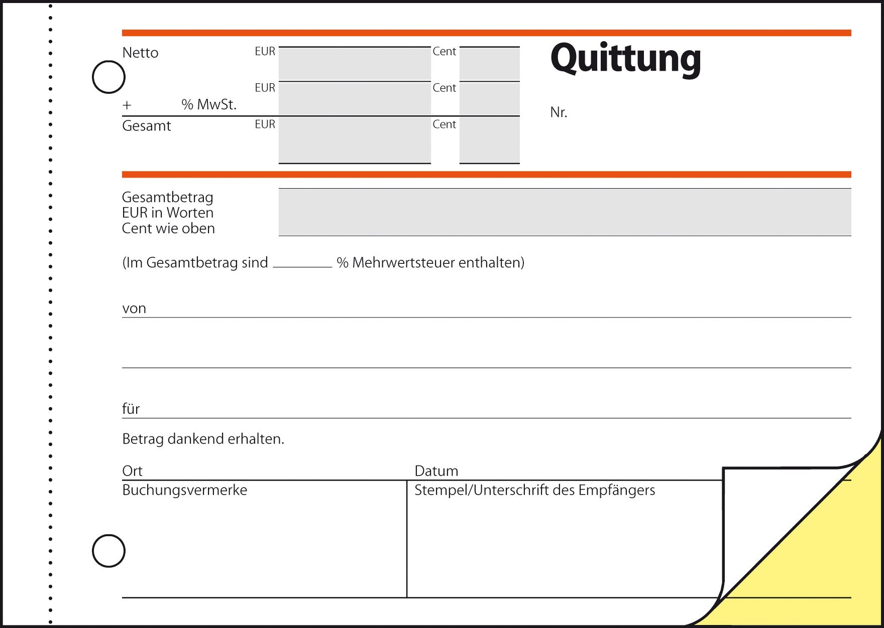SIGEL SD021/10 Quittungsblock A6 quer, 10 Stück, 2x40 Blatt, selbstdurchschreibend, mikroperforiert, aus nachhaltigem Papier