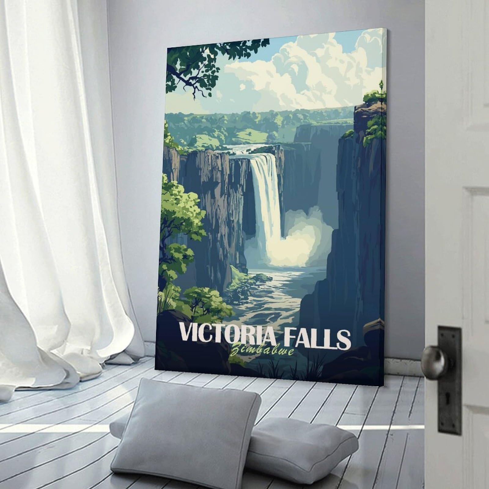 Junmoney Wall Picture Print Victoria Falls, Zimbabwe, 20x30inch(50x75cm), for Living Room, Lounge Or Sitting Room, Modern Wall Decor for Cosy Interiors