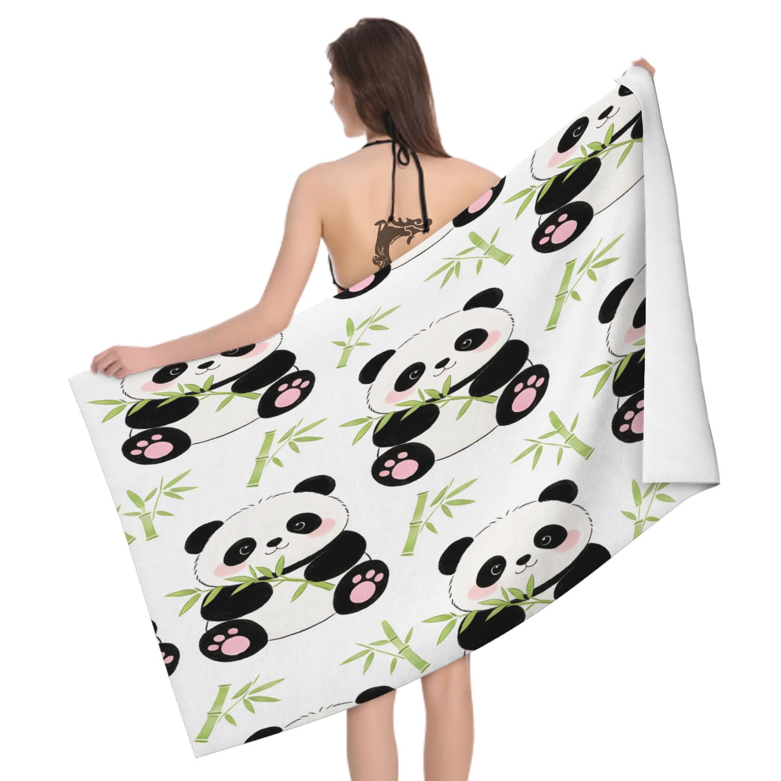 Leichong 3D Panda Beach Towel Microfiber Soft Quick Dry for Adults, Animal Theme Bath Towel Lightweight Soft Absorbent for Travel Swimming Pool Sports, 75 x 150 cm