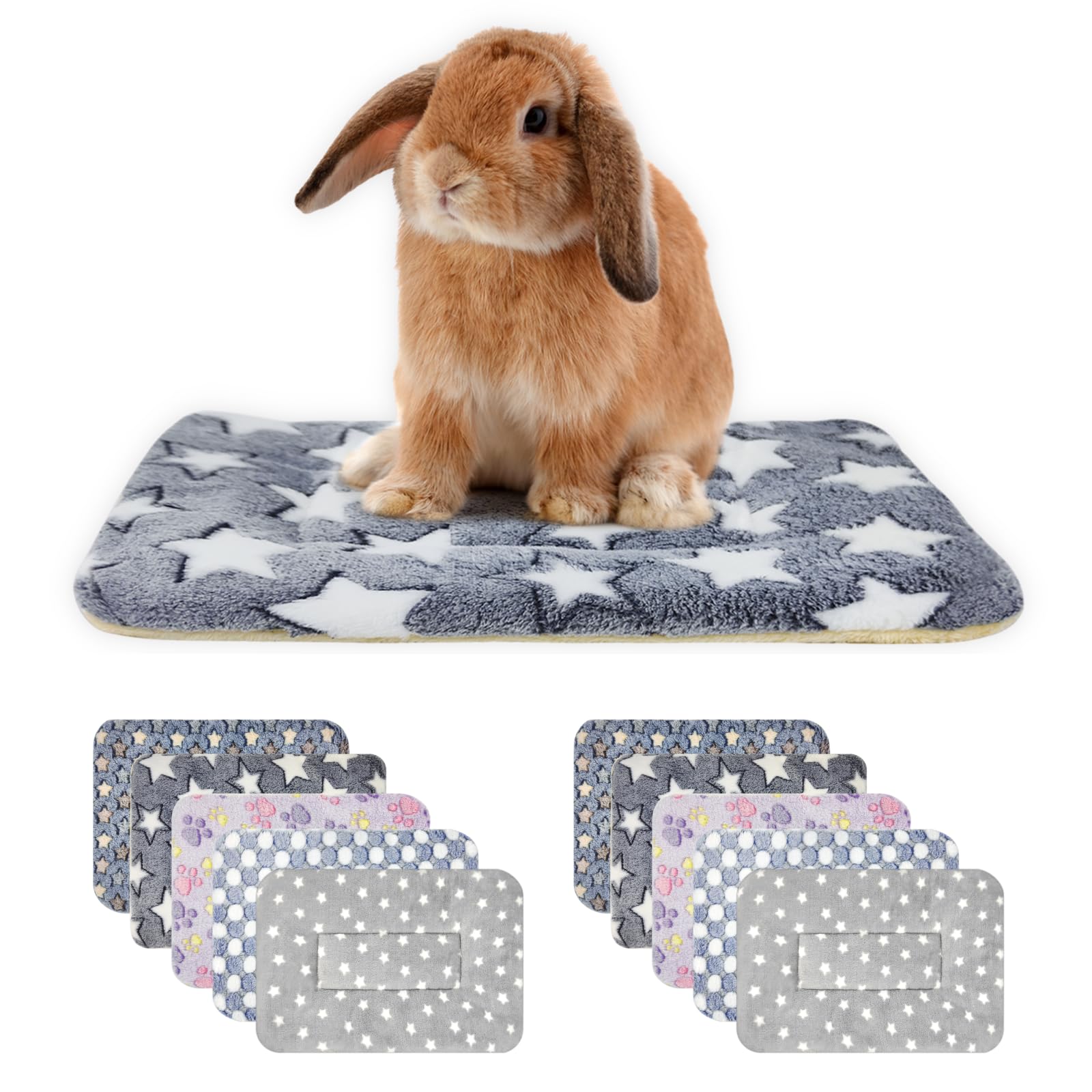 Tierecare 10PCS Guinea Pig Bed Soft Rabbit Bedding Cage Liner Warm Bunny Mats Pee Pads Fleece Blanket Plush Hamster Sleep Beds Ferret Squirrel