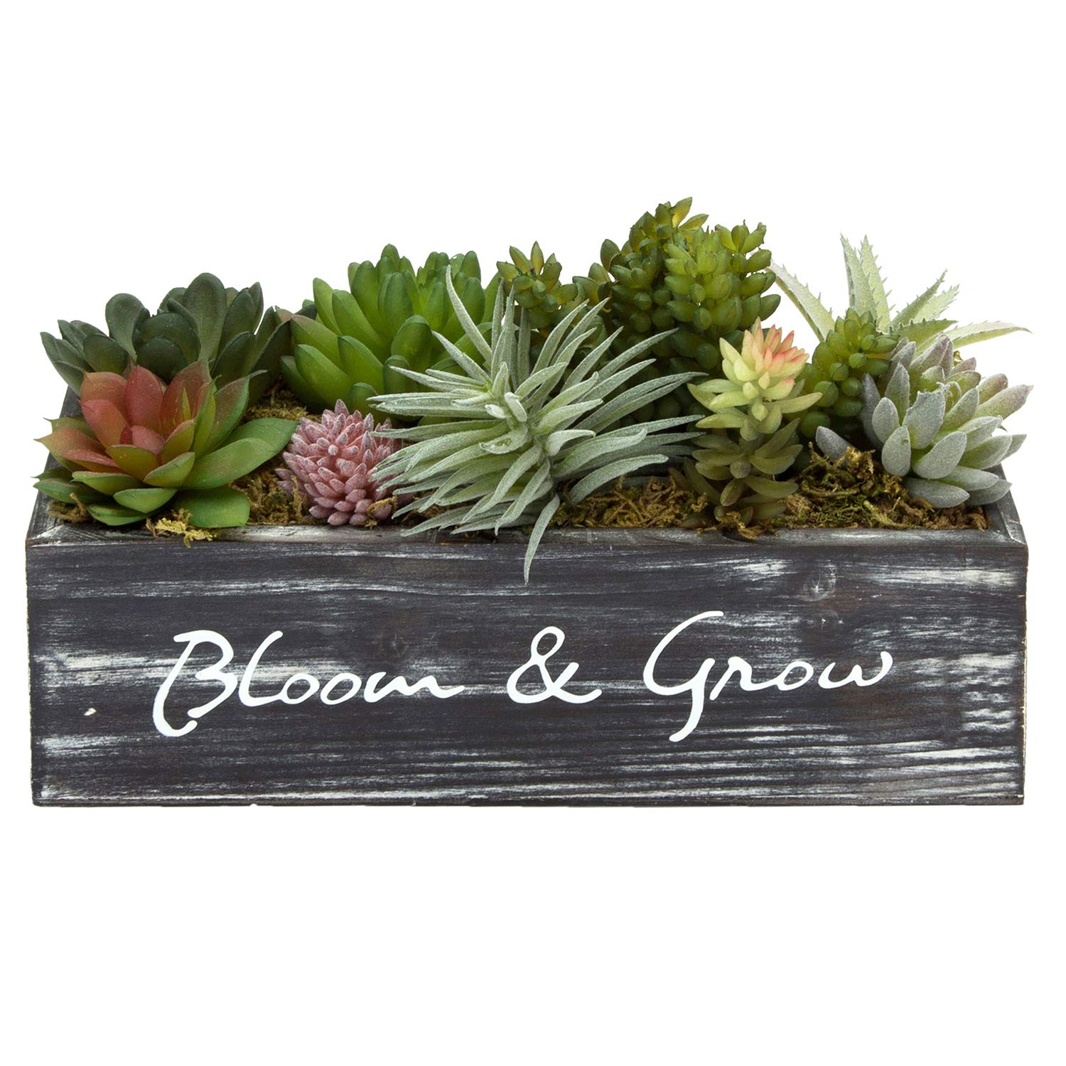 Buy MyGift Artificial Succulent s Arrangement w/Rustic Rectangular