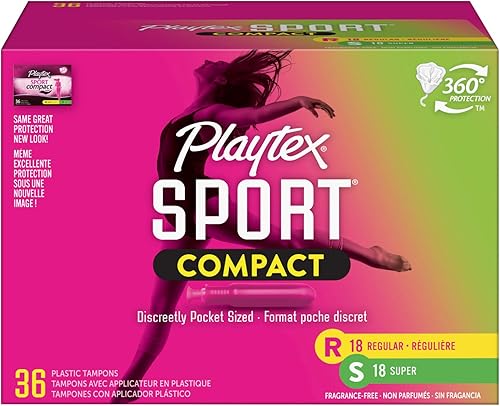 Playtex Tampones deportivos compactos paquete múltiple regular y súper absorción 36 unidades paquete de 1