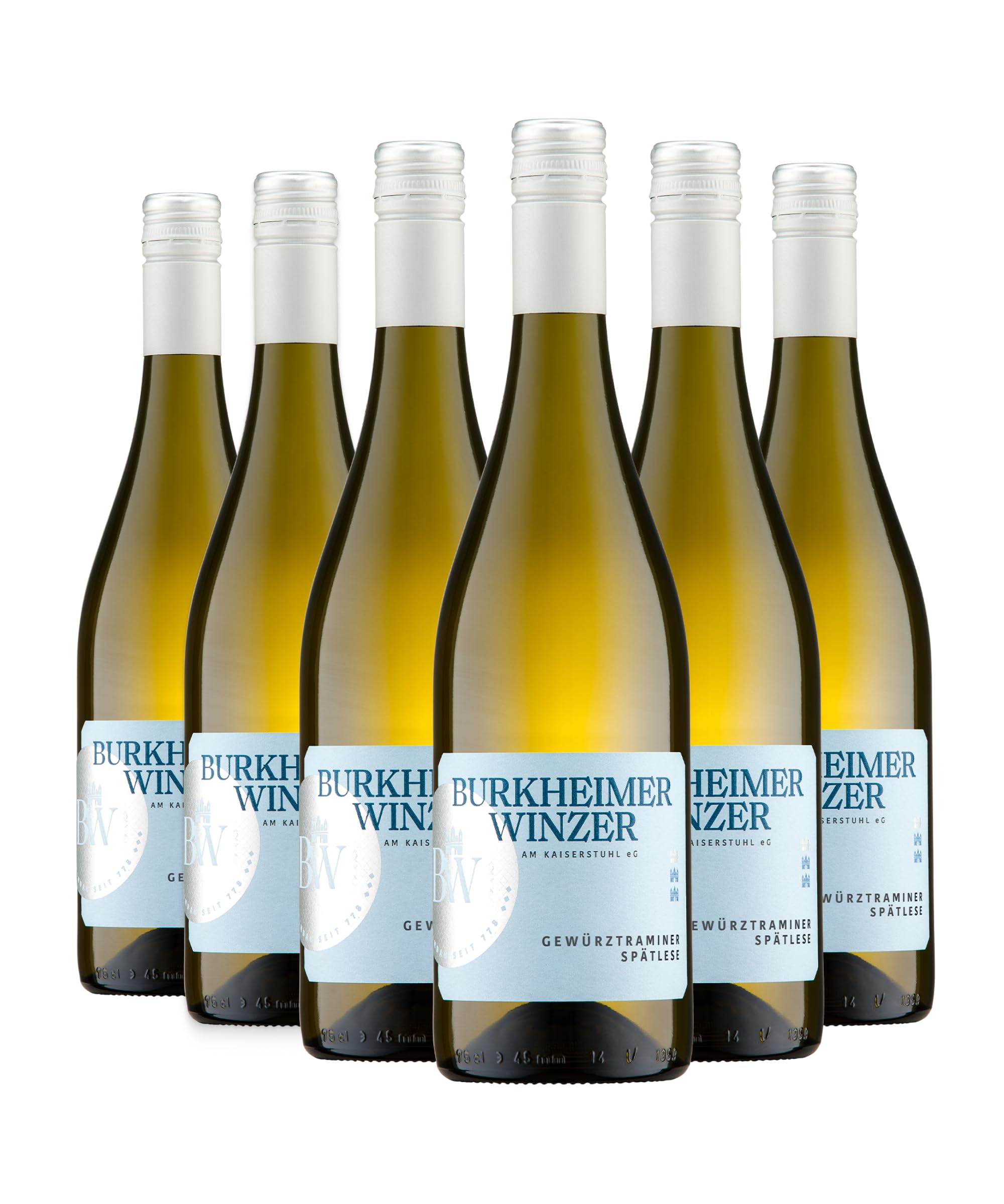 Burkheimer Gewürztraminer Weißwein lieblich Spätlese - aus dem Schlossgarten mit zartrauchigem Rosenduft und fruchtiger Würze - Lebensfreude Kollektion - vom Kaiserstuhl (6 x 0,75l)