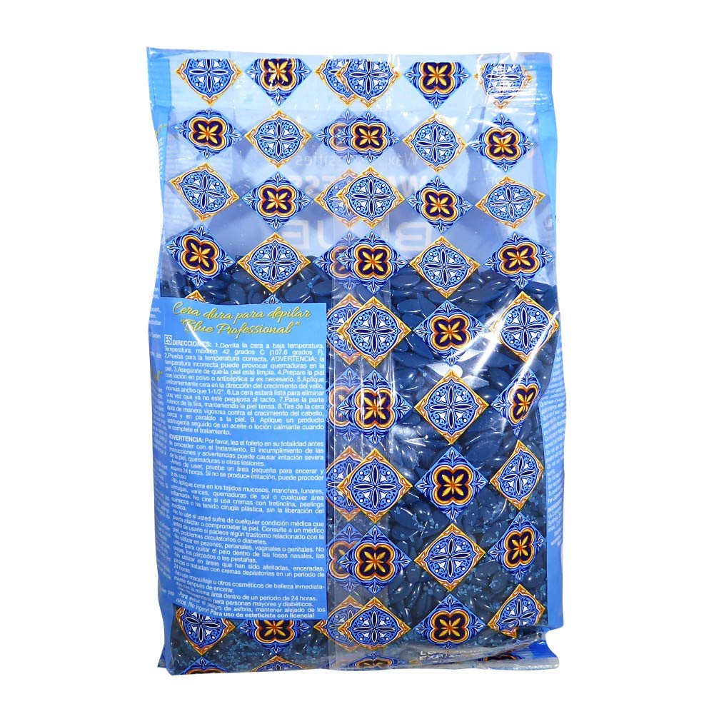 Waxness Film Hard Wax Beads Blue Professional 2.2 lb (1 kg) – Stripless Professional Hard Wax for Coarse Hair, Strong Grip, Smooth Application – Made in Italy