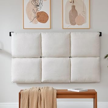 Full Upholstered Wall Mounted Headboard with Heavy-Duty Metal Rail