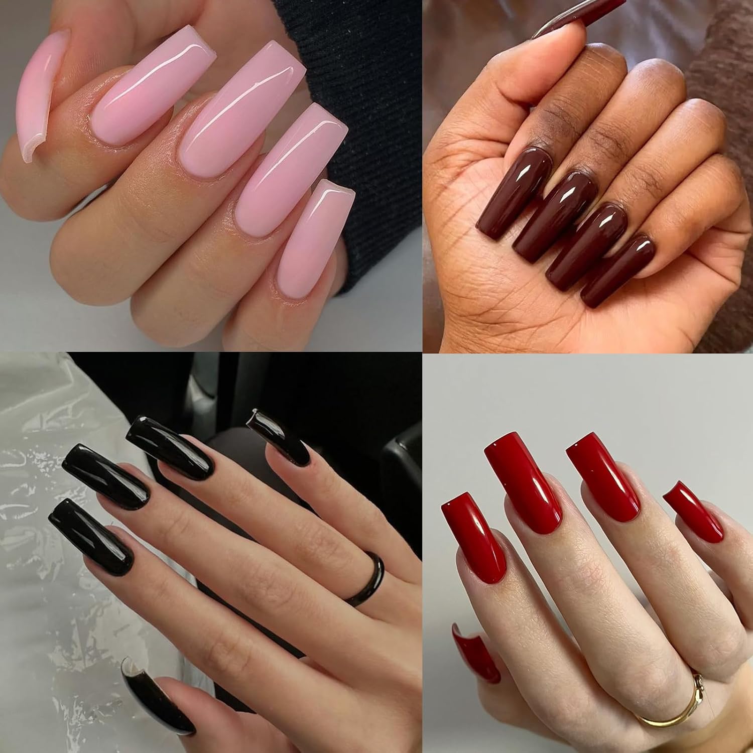 576pc Square Press on Nails Medium Fake Nails Press ons Acrylic Nail Press on Nail Square Glue on Nails for Women, 24 Color Stick on Nail Tip Artificial Fingernail Presson Nails with Glue&Tab