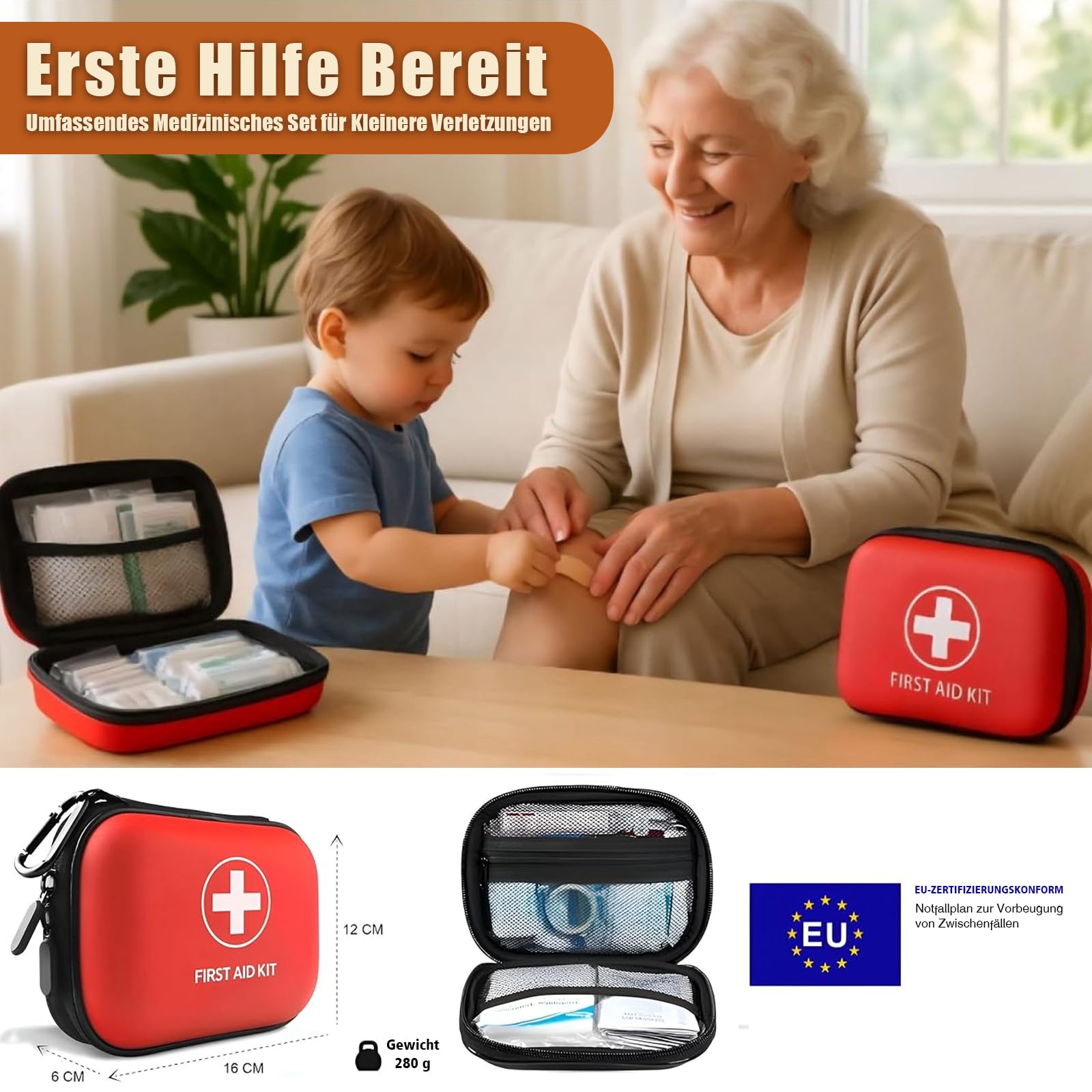 Gemmac Survival Kit mit Erste Hilfe Set, 140 in 1 Militär Outdoor Ausrüstung mit Notfallradio, First Aid Kit & Notfalltasche für Geschenke, Überlebenspaket für Auto/Camping/Rucksackreisen/Wandern/Jagd