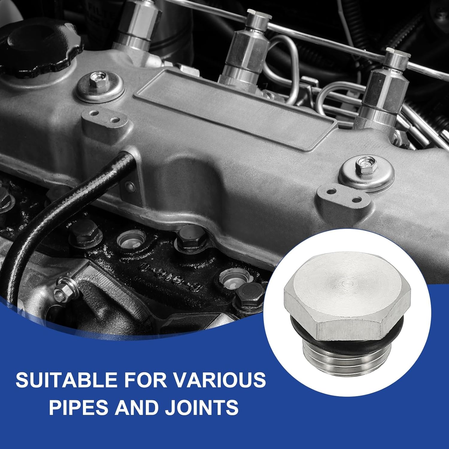 MECCANIXITY BSPP Pipe Plug Fitting, 304 Stainless Steel G3/4 Male Outer Hex Thread for Plumbing Fixed with Sealing Rubber Ring