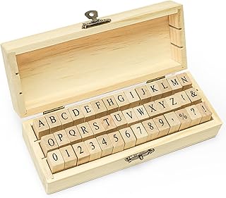 Letter Stamps, 42Pcs Rubber Alphabet Stamp Set DIY Wooden Stamps with Storage Case, Vintage Number Stamps Mini Symbol Stamps for Crafting, Journaling, Card Making, Scrapbooking, Kids Painting