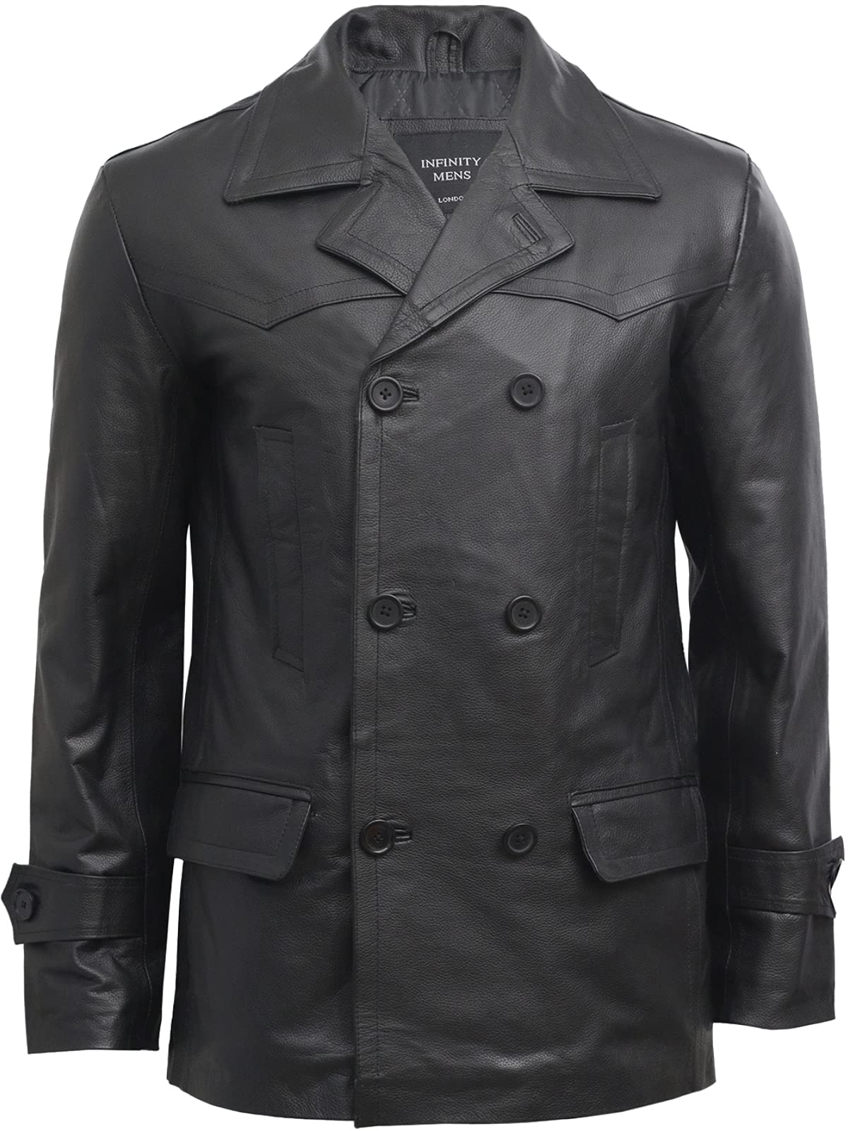 Brandslock Men's Black Genuine Leather Biker Jacket Vintage (, L)