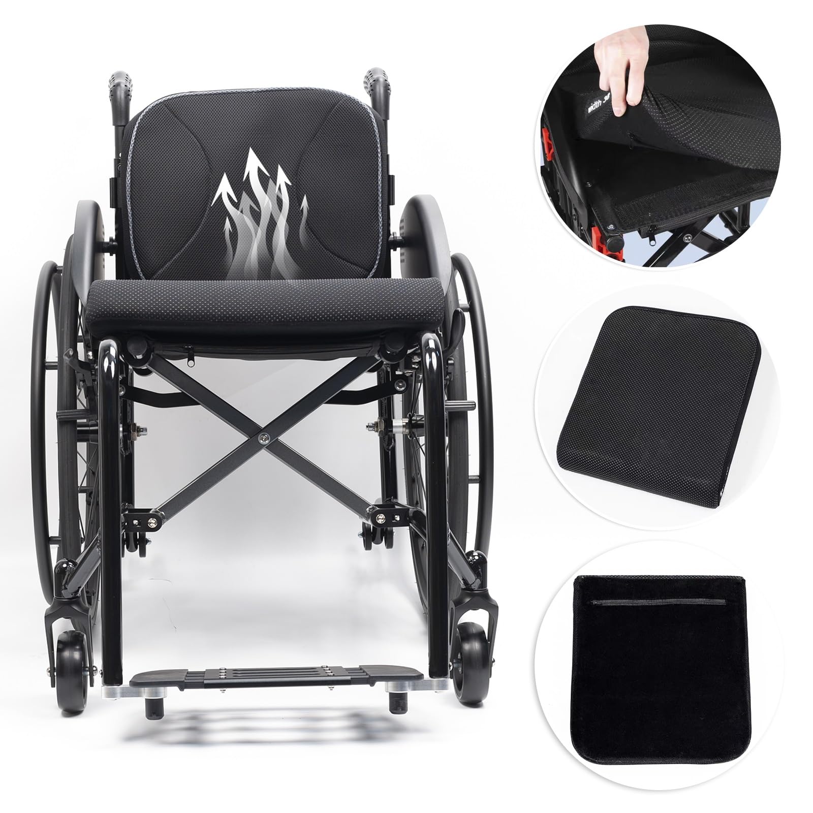 Silla De Ruedas Deportiva, Sillas De Ruedas Deportivas Manuales Plegables con Ruedas Desmontables,Ultraligera de Aleación de Aluminio,Transporte Fácil(Seat width 38cm/15in)