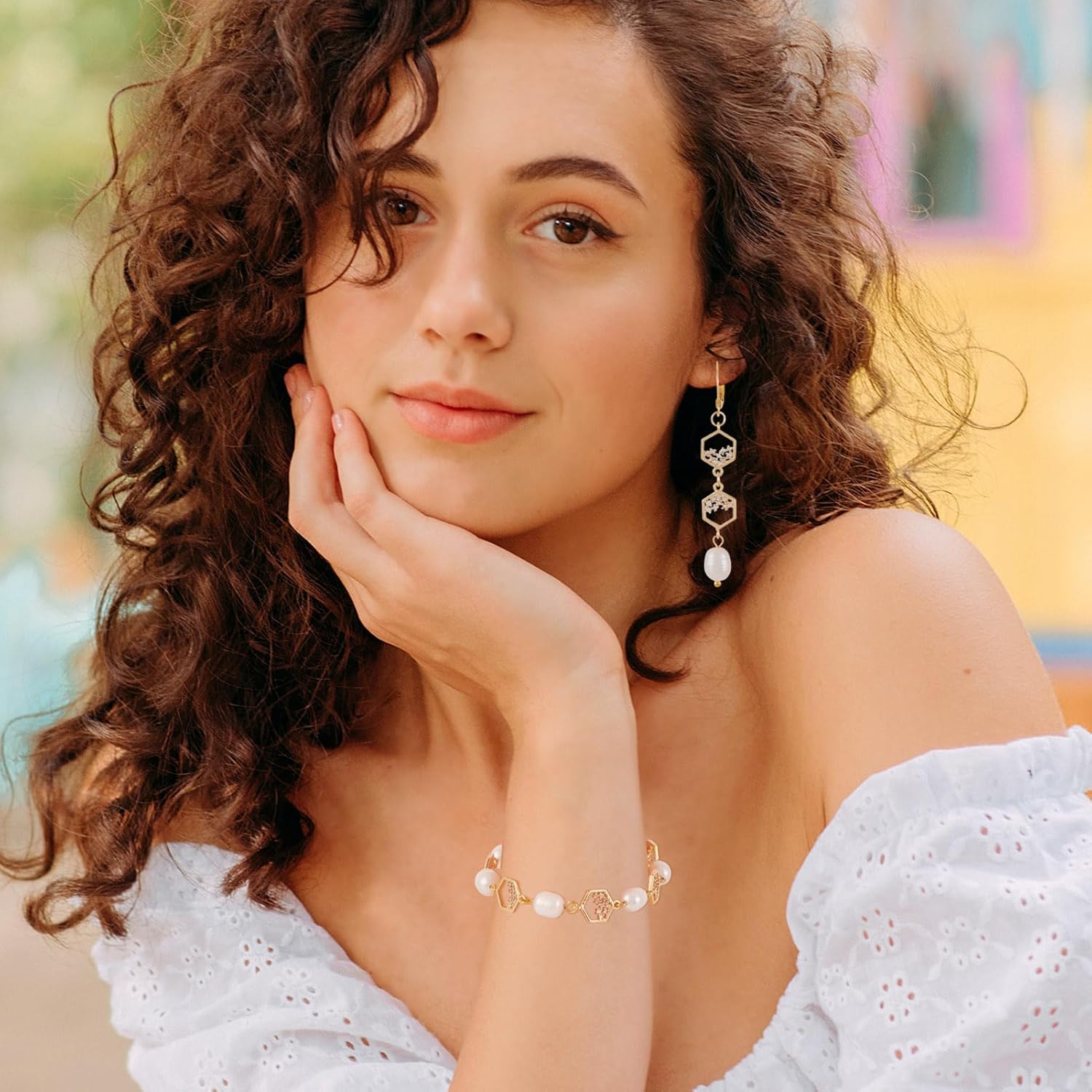 FASHEWELRY 30pcs Hollow Hexagon Cubic Zirconia Links 18K Gold Brass CZ Stone Crystal Pendants Connectors With Double Loops for Bracelet Necklace Earring Craft Jewelry - Image 4