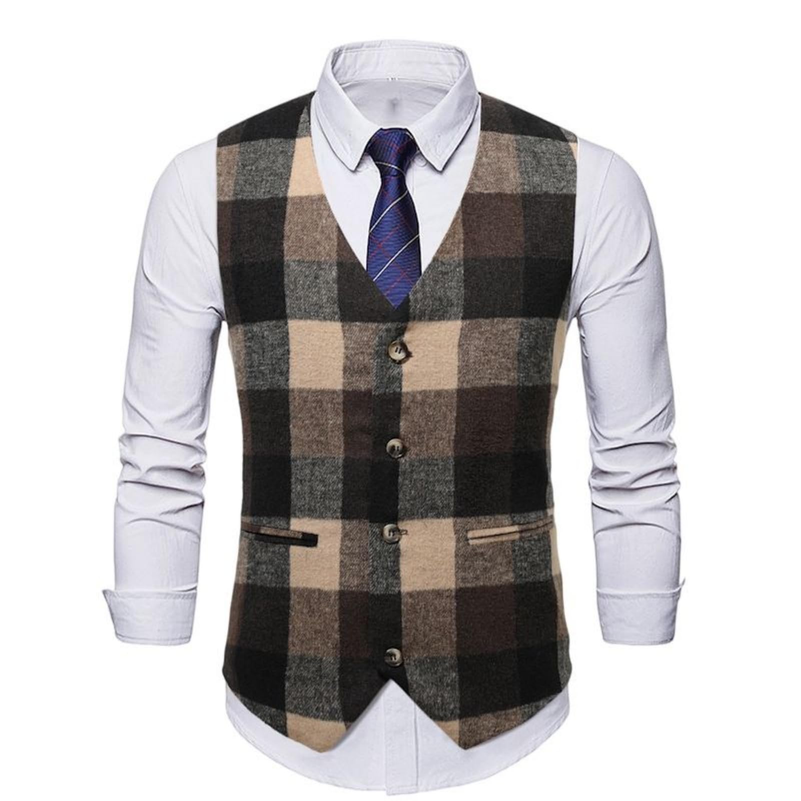 Chaleco de tweed a cuadros para hombre que estiliza la figura y soluciona el look casual 6