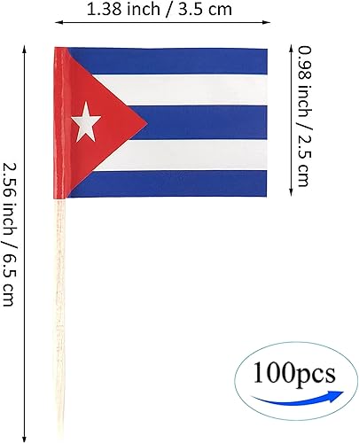 Miniatura 2 de Bandera cubana de palillo de dientes cubano pequeño para cupcakes, 100 unidades