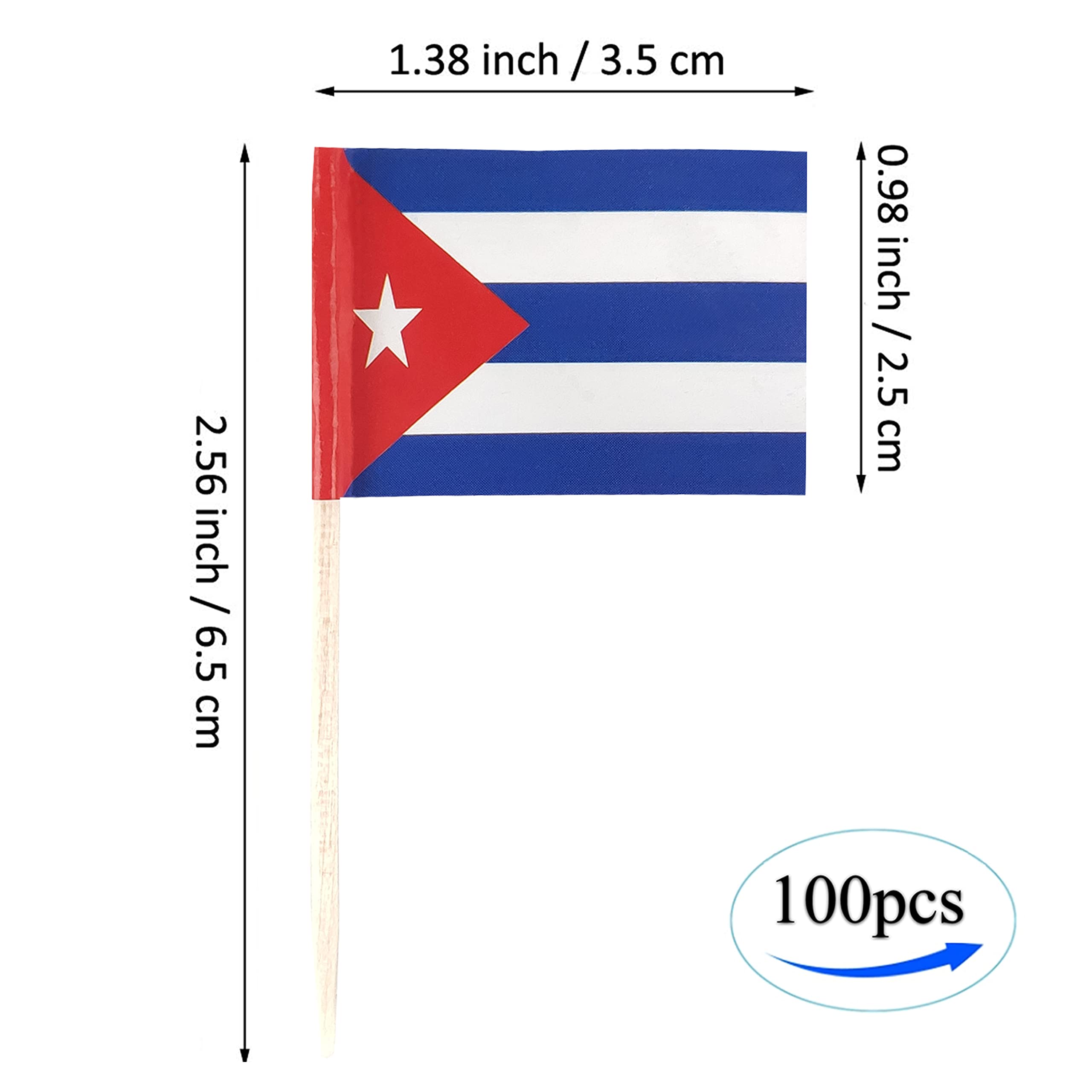 100-Pack Cuba Flag Toothpick Flags - Mini Cuban Flag Picks For Cocktails, Cupcakes, Party Decor - View #5