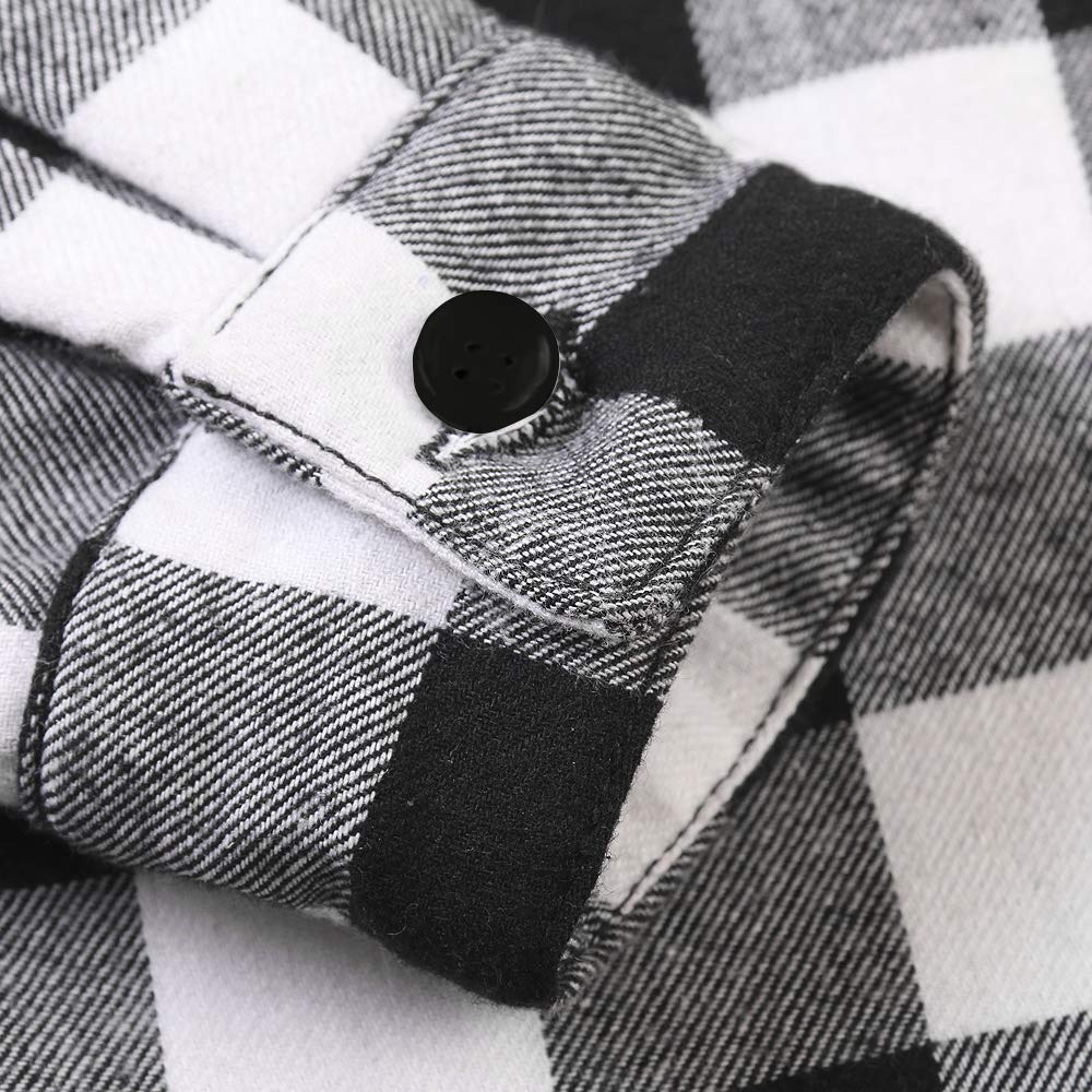 Aeslech Camisa con forro polar a cuadros para niño, Camiseta cálida de manga larga para niños pequeños
