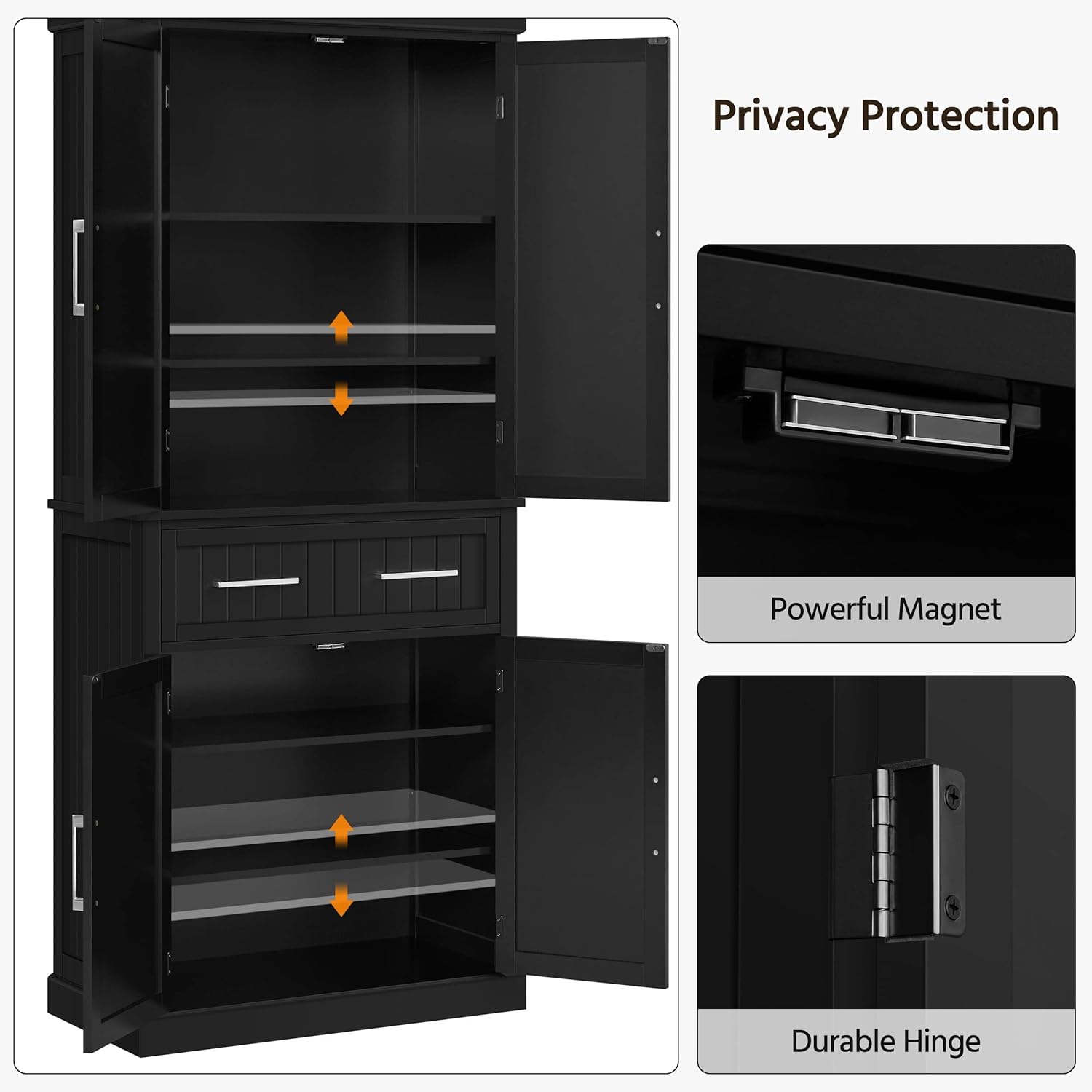 Інтер'єр view of the cabinet with adjustable shelves and stored items