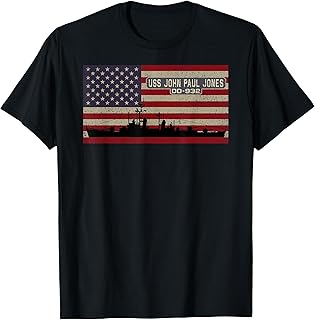 USS John Paul Jones DD-932 Ship American Flag T-Shirt for Women Kids Men