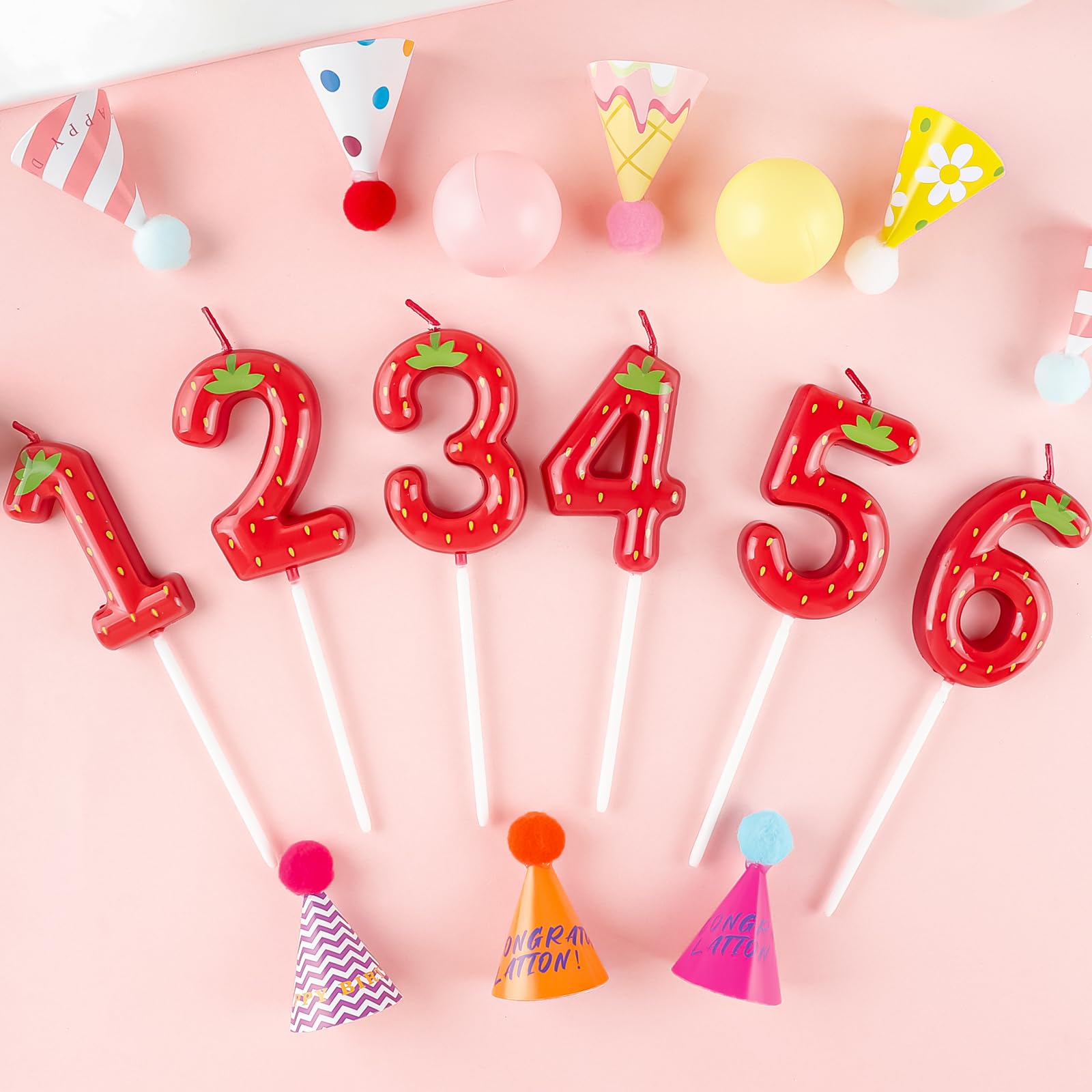 Bougie Numéro 1 En Forme De Fraise, Jolie Bougie Numéro Un Sur Le Thème De La Fraise, Fournitures De Décoration De Gâteau Pour Premier Anniversaire, Fête De Mariage, Fête Prénatale