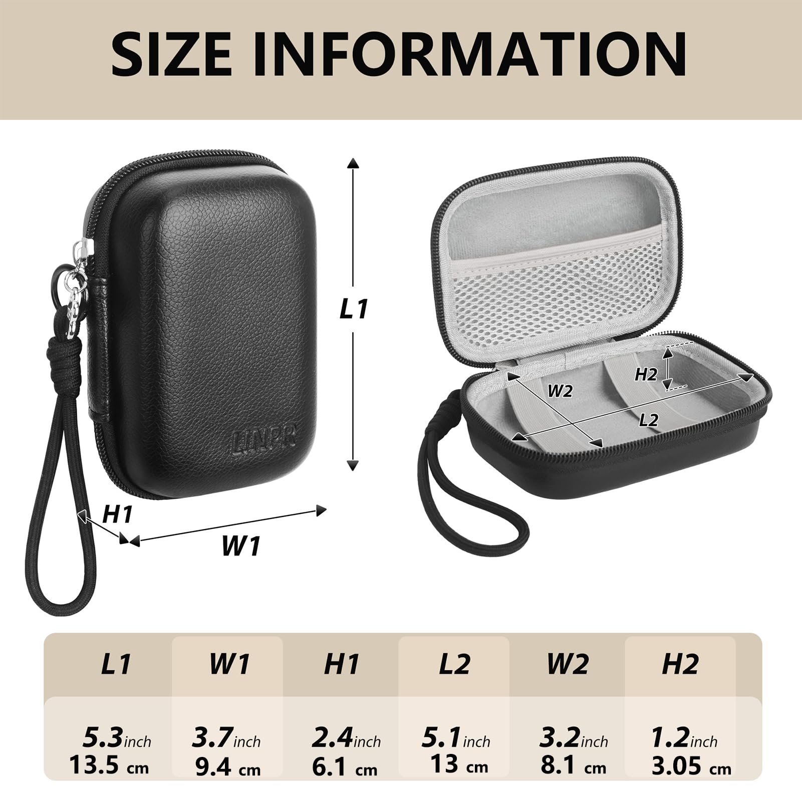Digitalkamera Tasche für Canon Powershot G7X Mark III/ SX740/ Sony ZV-1/ RX100 VII/Panasonic ZS99/ LUMIX TZ100, Aufbewahrungsbox für Kompaktkameras mit Trageband (Schwarz)
