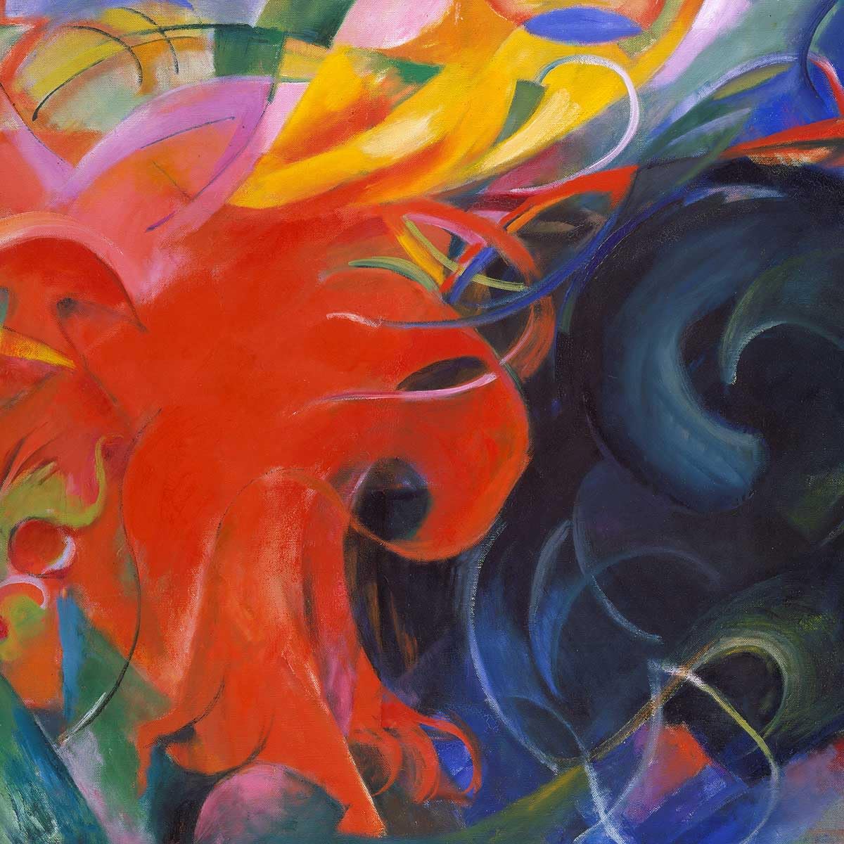 Fighting Forms- por Franz Marc – Póster en Francia – Marco de madera 90 x 60 cm