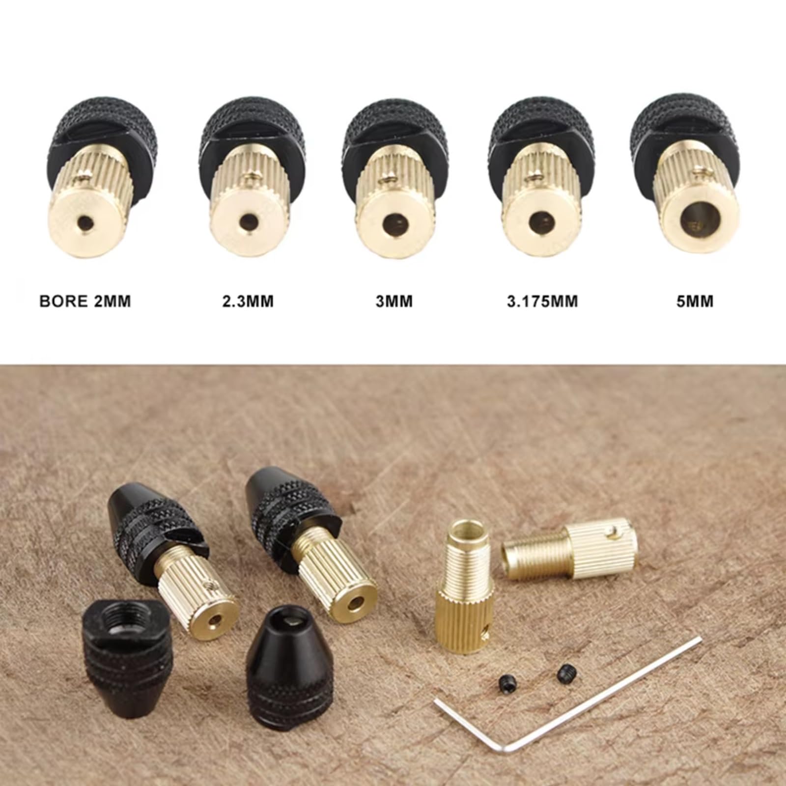 Mandrino per Trapano RC General Parts 0,3-3,5 Mm per Mini Adattatore per Punte da Trapano Senza Chiave A 3 Griffe con Cambio Rapido 2,0/2,35/3,0/3,17/5,0 Mm RC Strumento Smontaggio(2.3)