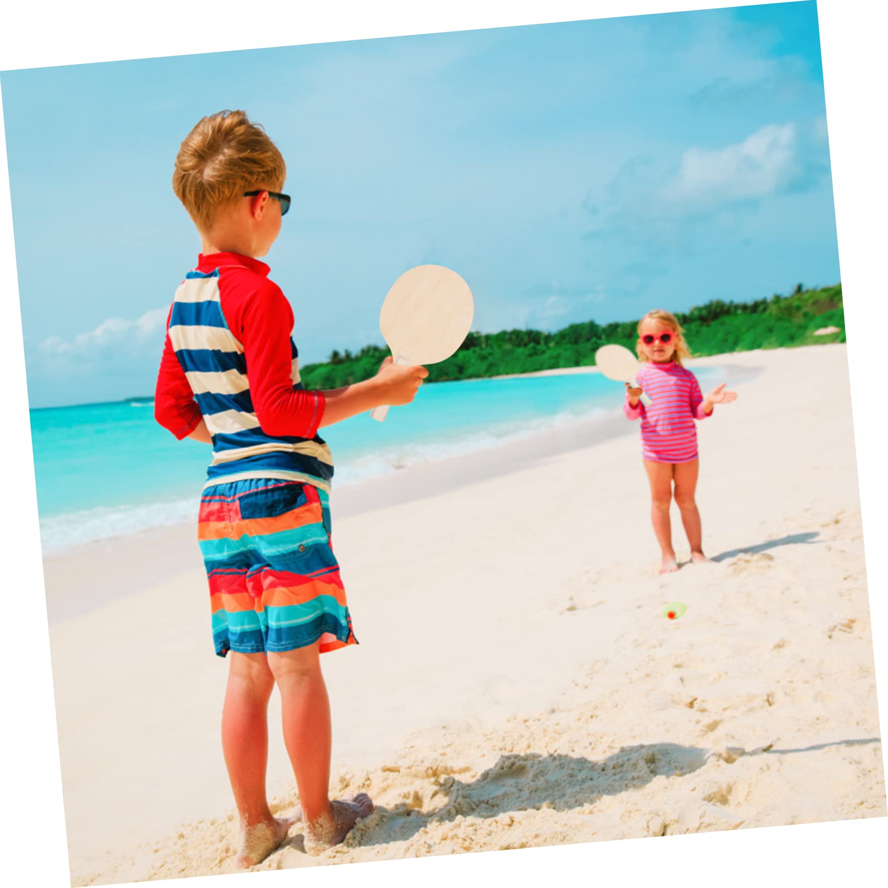 TOYANDONA Set di Racchette da Beachball in Legno 4 Pezzi Marrone | Portatile e Leggero, Buona Elasticità e Bave, per Vacanze Estive e Divertimento Multi-persona
