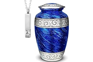 Eternal Blue Urn for Adult Ashes | Blue Urns for Human Ashes with Necklace