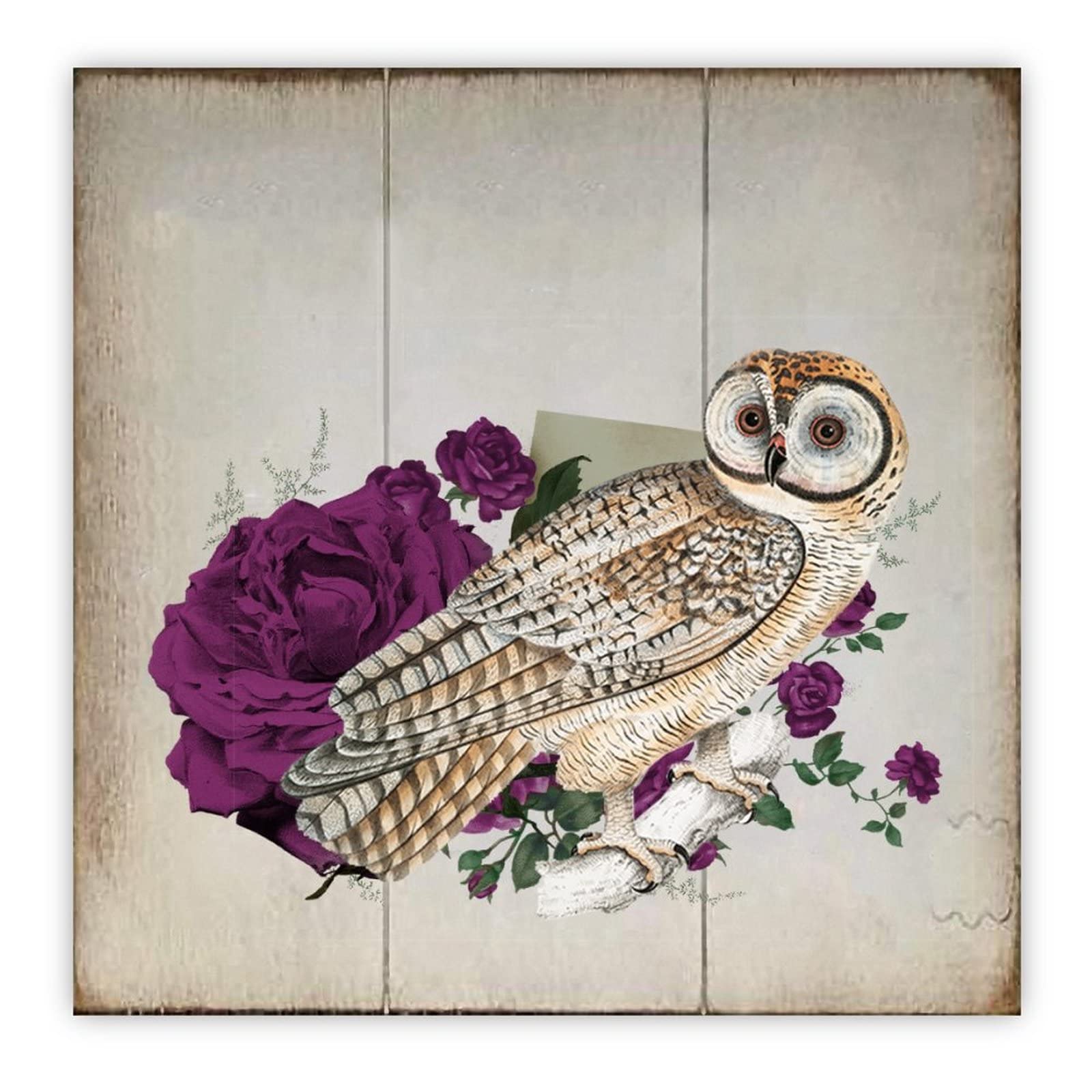 Cadeau de mariage original plaque bois chouette et crâne chic