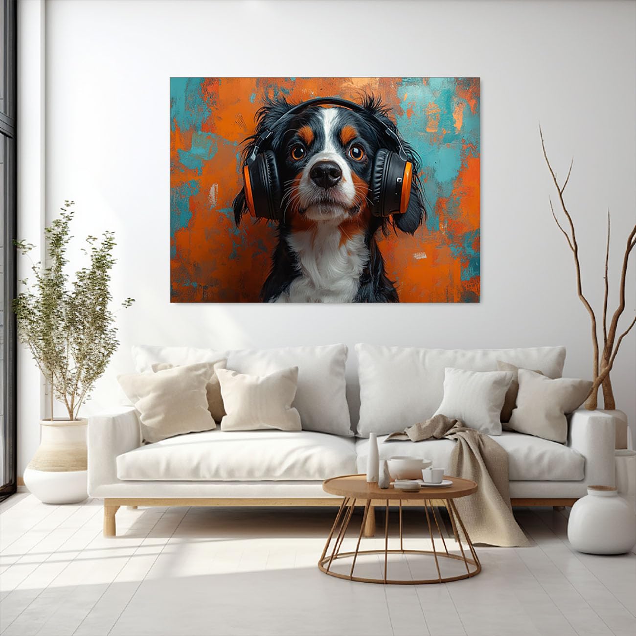 WIKEO Africa Animales Cuadro En Lienzo Impresión Cartel divertido de música animal Fotos para Salon, Baño,Comedor Poster Cuadro Habitacion Infantil Regalo（Naranja-50x70cm Enmarcado