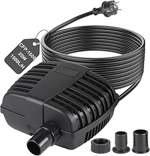 CPROSP Teicher Filterpumpe CFP-1500L/H [2025] - 25W Teichpumpe, Super Leise & Energiesparend, Fischschutz, Ideal für Gartenteich & Bachlauf, IPX8
