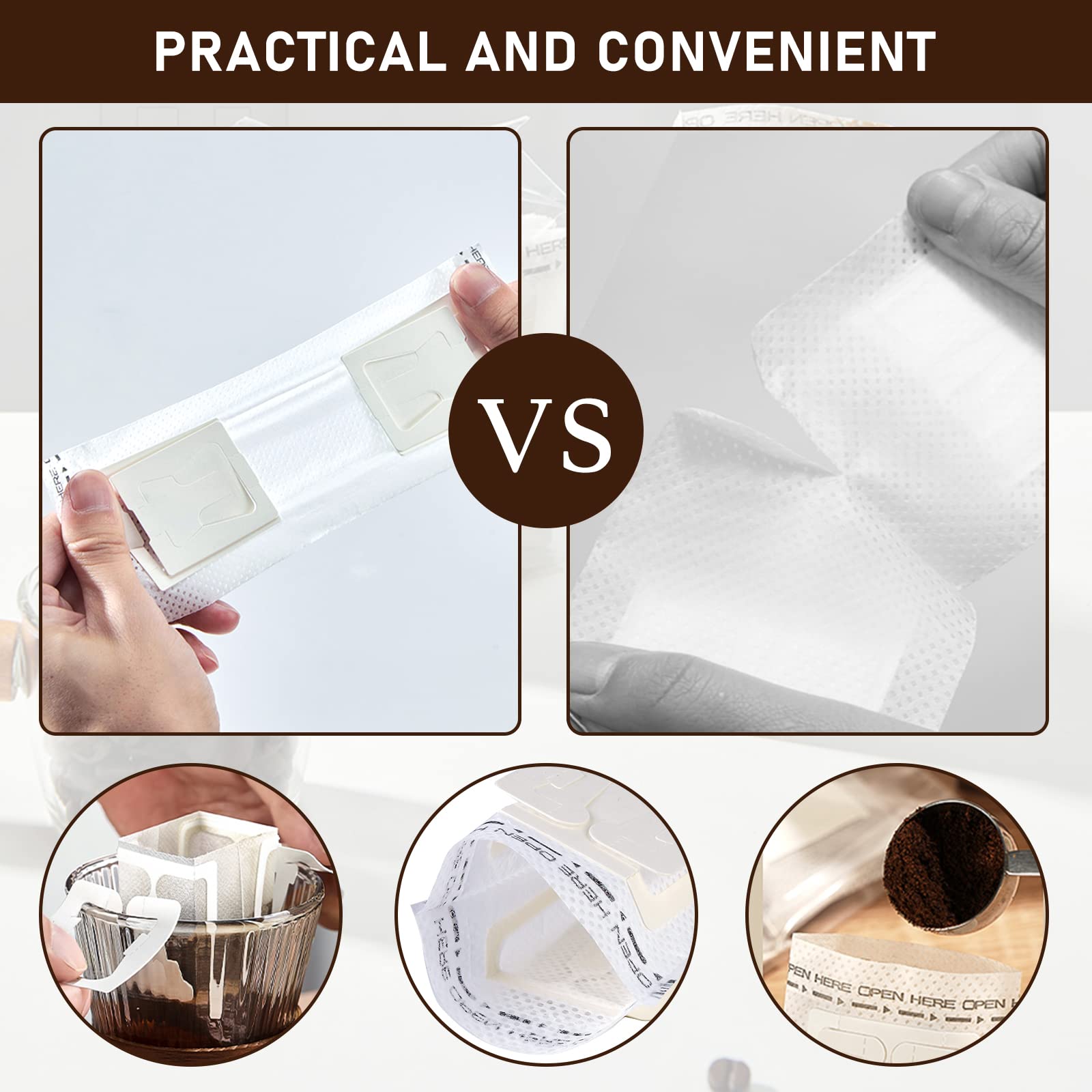 50 Pezzi/Confezione Sacchetto Filtro per Caffè Gocciolante Portatile da Appendere all'Orecchio Tazza Filtri di Carta per Caffè Casa Ufficio Viaggio Br – acquista a prezzi convenienti sul marketplace