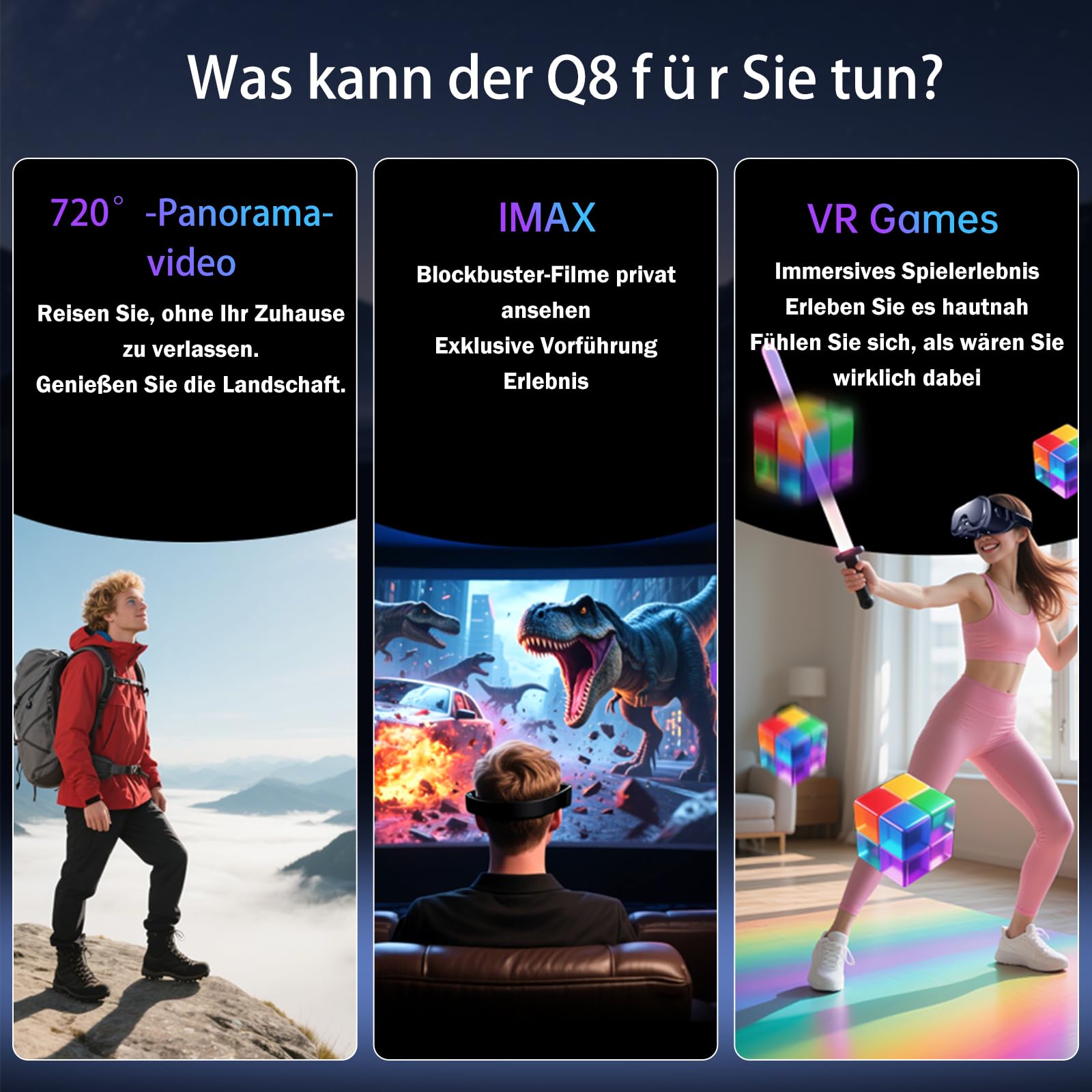 VR-Brille für Handy mit Controller, Einstellbare 3D-Brille Kompatibel mit 5-7 Zoll, Blaulichtfilter & HD-Linsen, Für Mobile Games & Filme