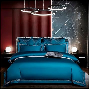 Four-Piece Bedding Set, Deluxe 1000TC Egyptian Cotton Bedding Set 4/6 Piece Double Queen King Size Embroidered Duvet Cover Sheet Pillowcase2,220X240cm 6Pcs