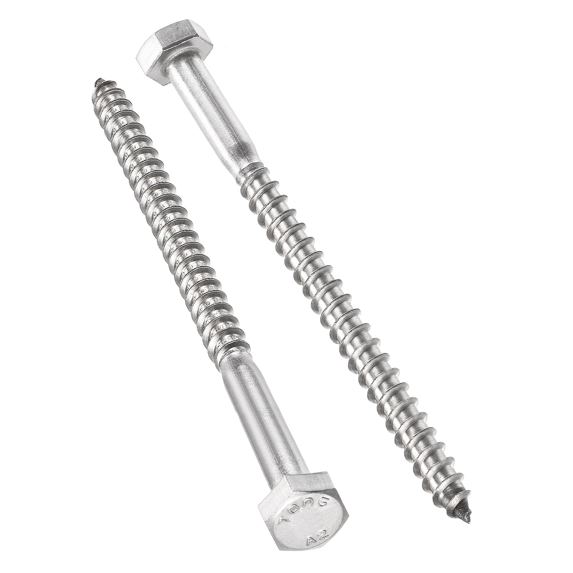 TA-VIGOR 10Pcs Coach Screws, M6 x 90mm Hex Head Lag Bolts, 304 Stainless Steel Sleeper Concrete Wood Screw Hexagon Lag Half Thread Self-Tapping Bolts for Outdoor Use in Decking, Fencing