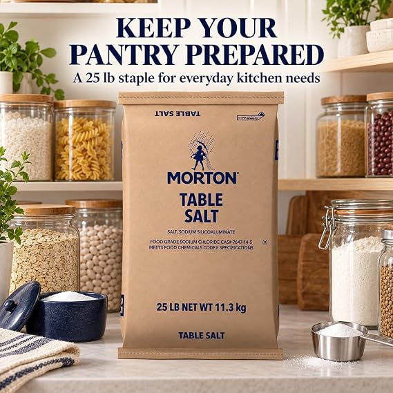 Morton Table Salt, Iodized, 25 Pound