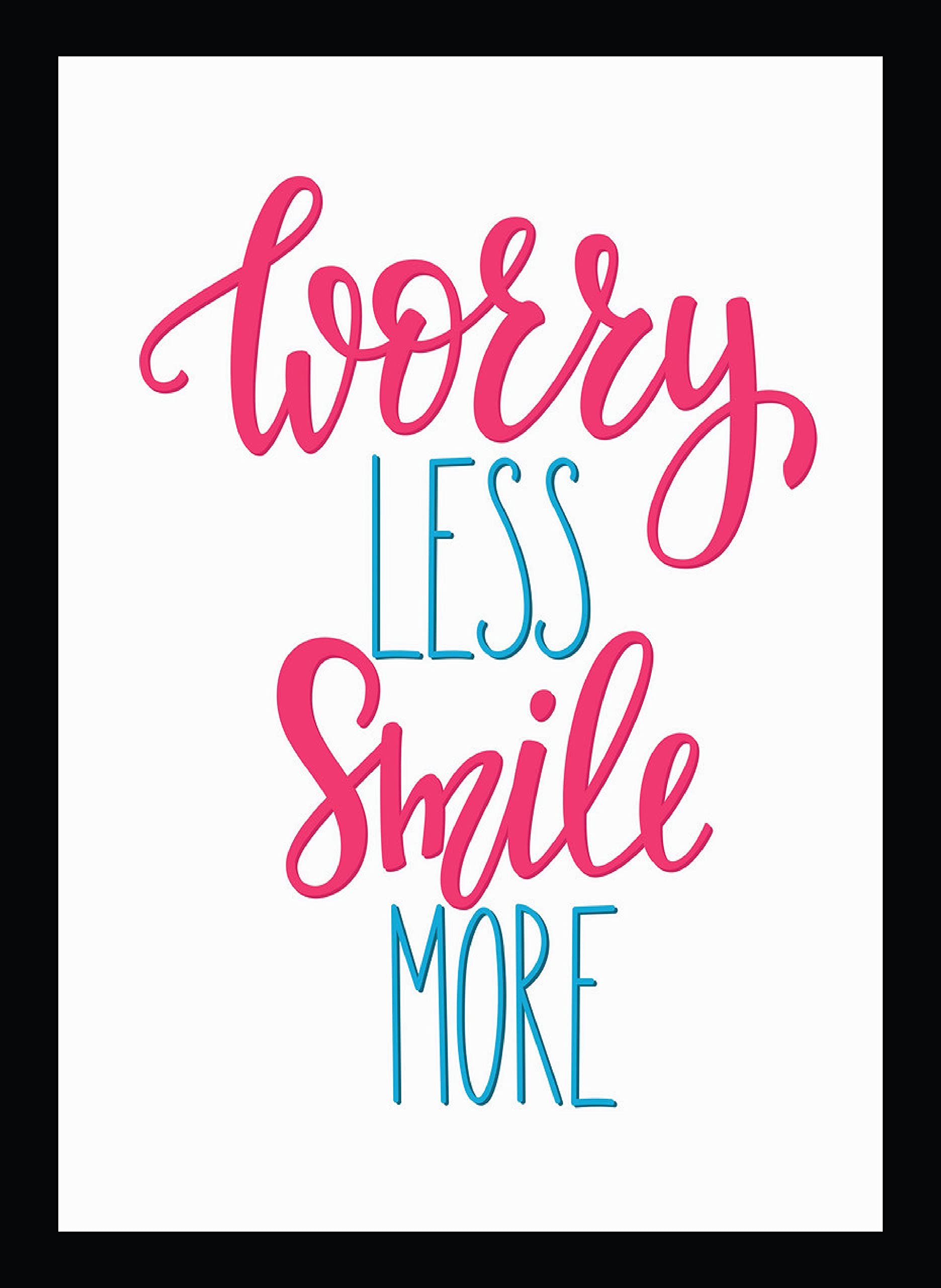 BIRD'S MIND Synthetic Wood Wall Hanging Worry Less Smile More Quotes Photo Framed Poster Living Room Home Bedroom Office Wall Frames L x H 9.5 Inches x 13 Inches