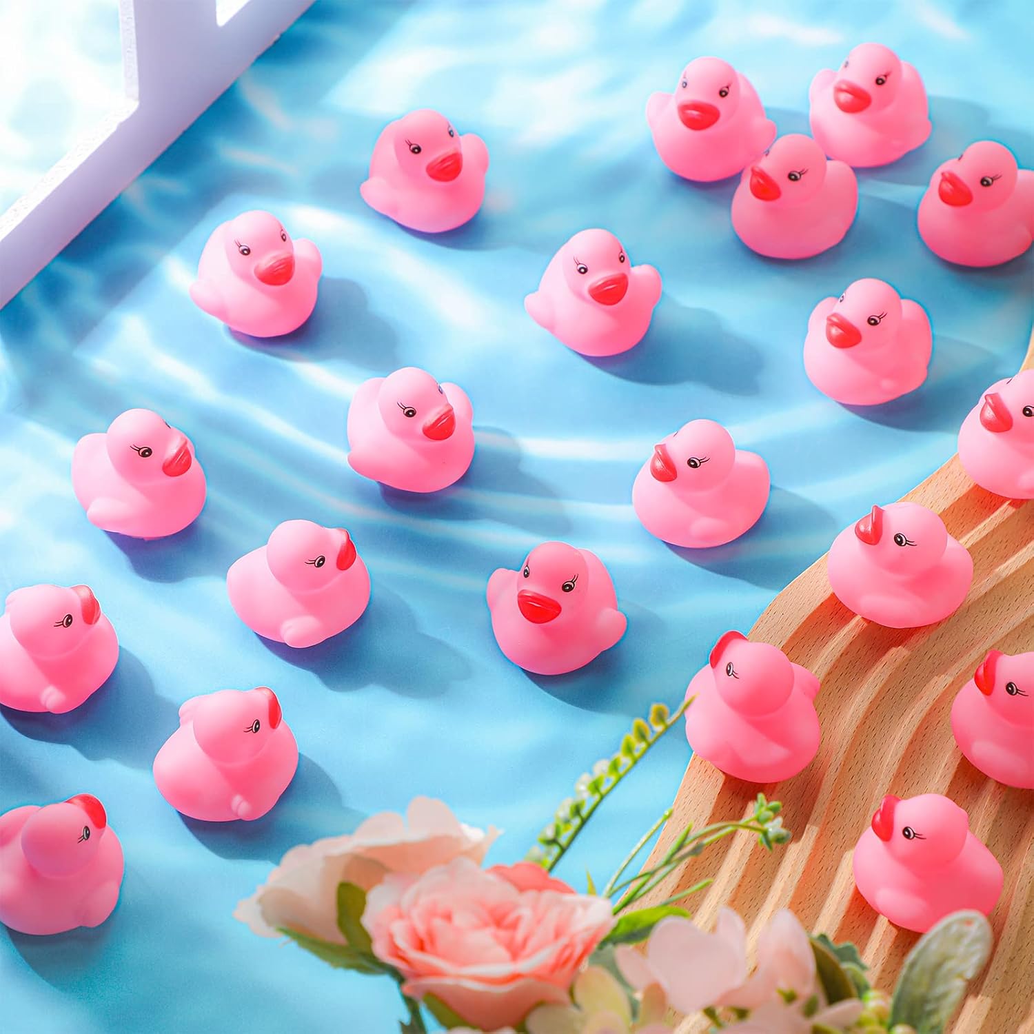 200 Pieces Mini Rubber Duck in Bulk Squeaky Rubber Ducks Bath Toys Tiny Float Bathtub Duckies Baby Shower Party Favor for Birthday Classroom Carnival Prizes Car Decor Supplies (Pink)