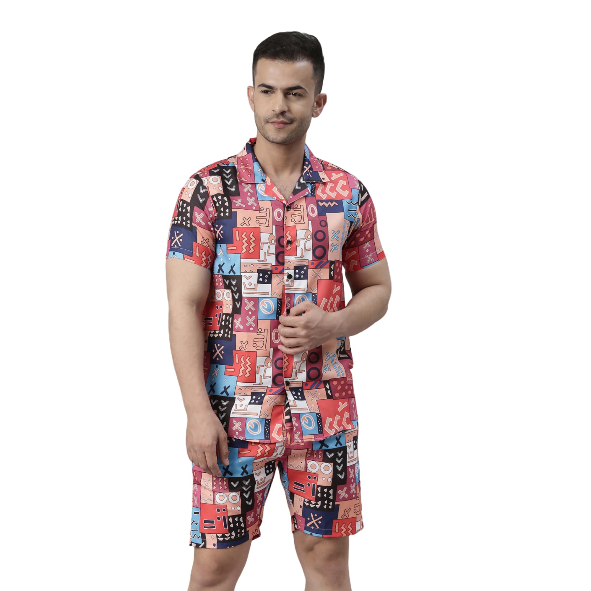 bushirt Mens Printed Regular Blue Color Night Suit Set-MNS0150-picture-54