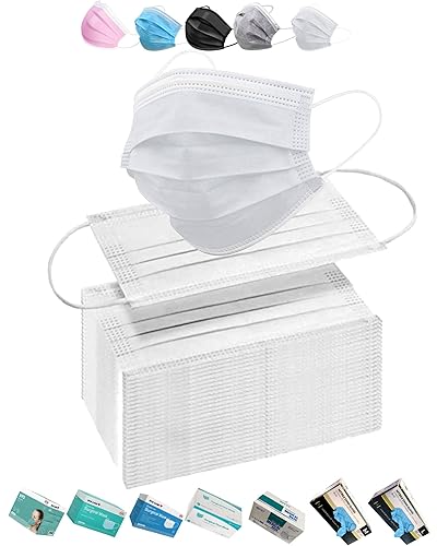 100 máscaras faciales desechables blancas para adultos, tela suave real de 3 capas (2 capas no tejidas, 1 capa fundida soplada), antipolvo, a prueba disponible en Yaxa Venezuela