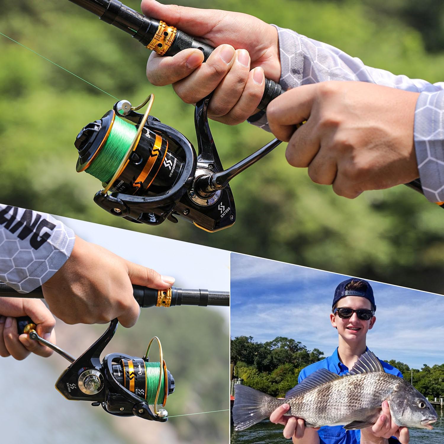 Sougayilang Spinning Reels Light Weight Ultra Smooth Powerful Fishing Reels Red & Blue & Golden
