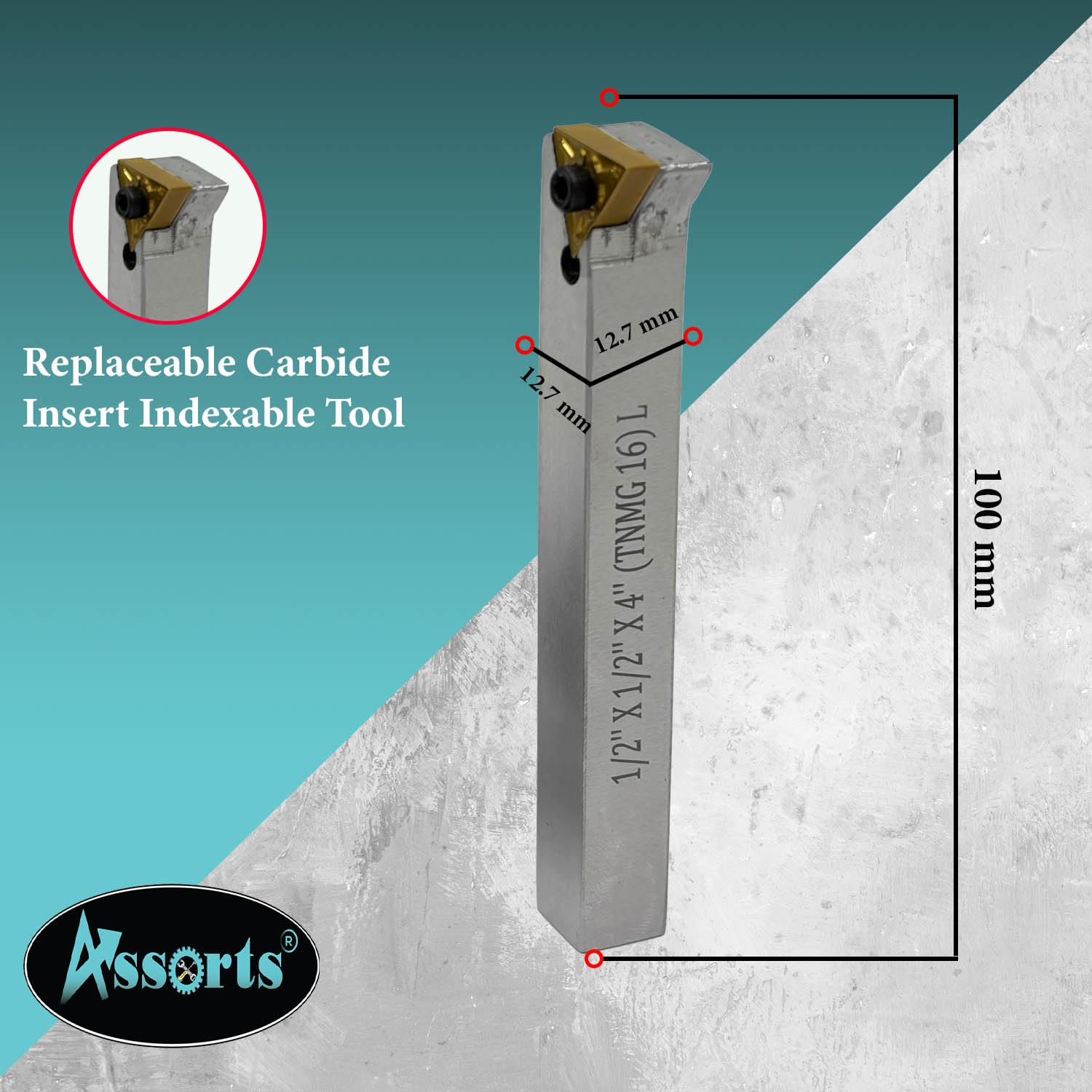 Fraise à mouches de 50 mm pour fraiseuses et tours avec insert en carbure remplaçable - Tige 3MT (M12 x 1,75 mm)