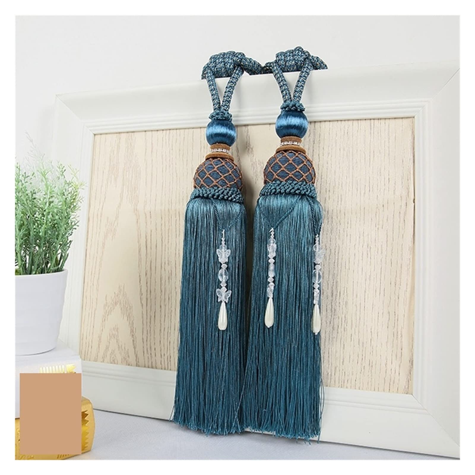 2PCS Kurtyna Wiszące kule Ball Haczyk Bandaż Bandaż Lobbing Pasek Tassel Tiebback Buckle Dekoracja domu wanglan(Blu)